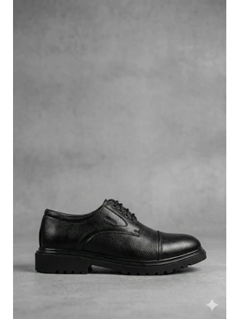 Erkek Eva Taban Bağcıklı Klasik Ayakkabı- Siyah