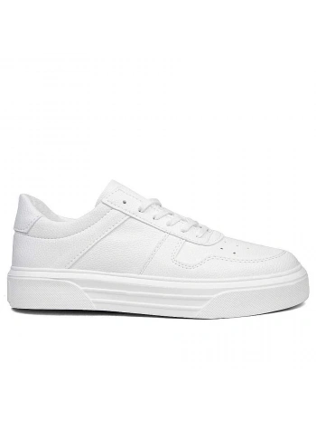 Erkek Eva Taban Snekars Bağcıklı Günlük Sporl Ayakkabı -Beyaz