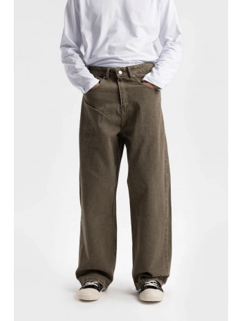 Erkek Geniş Kalıp Baggy Kot Pantolon - Bej