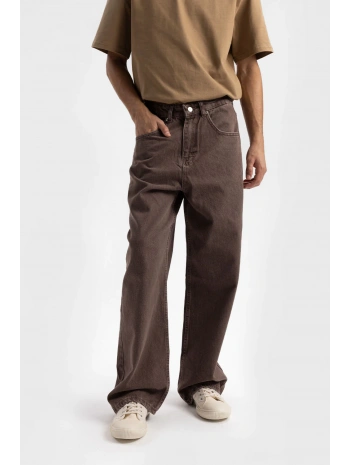 Erkek Geniş Kalıp Baggy Kot Pantolon - Kahverengi