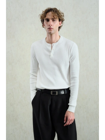 Erkek Hakim Yaka İnce Triko - Beyaz