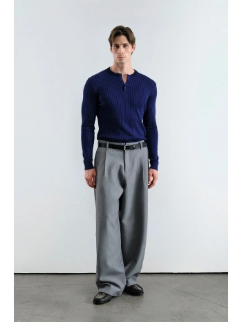 Erkek Hakim Yaka İnce Triko - Lacivert