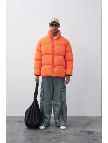 Erkek Hakim Yaka Jel Dolgu Şişme Mont-Orange