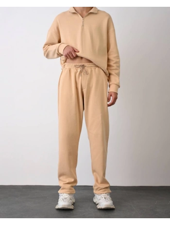 Erkek İçi Şardonlu Bagy Pantolon - Krem