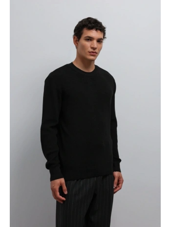 Erkek Normal Kalıp Bisiklet Yaka Triko Kazak -Siyah