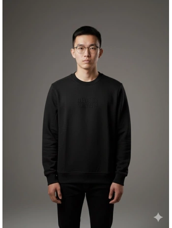 Erkek Normal Kalıp Elevatıon Yazılı Sweat- Siyah