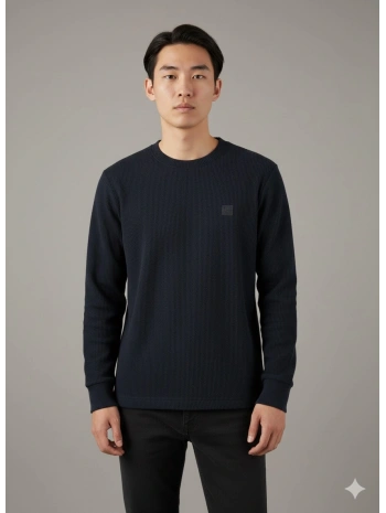 Erkek Normal Kalıp Kadife Kumaş Sweat- Lacivert