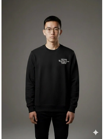 Erkek Normal Kalıp Keep Rısıng Yazılı Sweat- Siyah