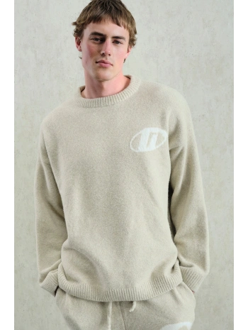 Erkek Normal Kesim Bisiklet Yaka Triko- Krem