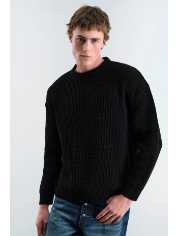 Erkek Normal Kesim Bisiklet Yaka Triko -Siyah