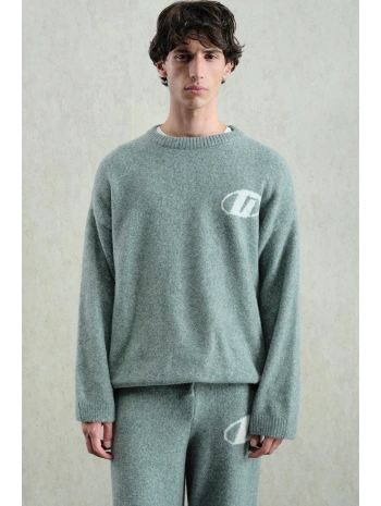 Erkek Normal Kesim Bisiklet Yaka Triko- Su Yeşili