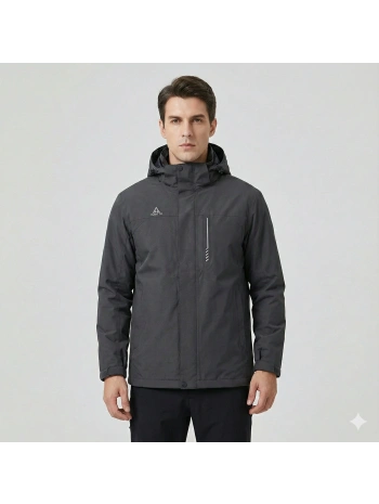 Erkek Normal Kesim İçi Polarlı Outdoor Fermuarlı Mont-Siyah