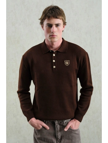 Erkek Normal Kesim Polo Yaka Triko -Kahverengi