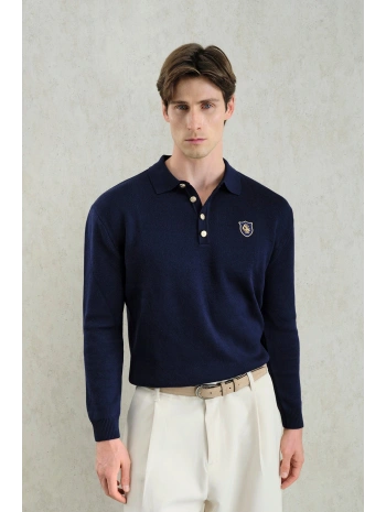 Erkek Normal Kesim Polo Yaka Triko -Lacivert
