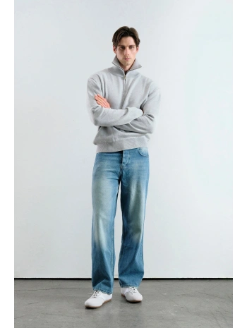 Erkek Normal Kesim Yakası Fermuarlı Polo Yaka Triko - Kırmızı