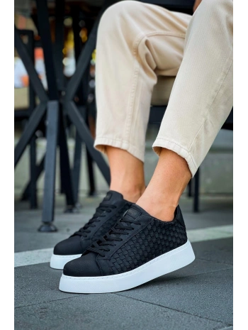 Erkek Örme Desen Günlük Spor Rahat Ayakkabı-Siyah-Beyaz