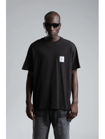 Erkek Owersıze Bisiklet Yaka Empire Baskılı Tişört -Siyah