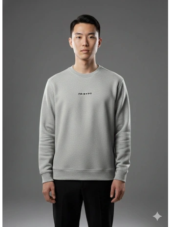 Erkek Owersize Frıends Yazılı Sweat- Gri