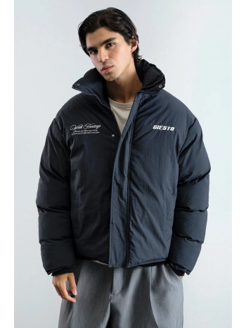 Erkek Owersize Jel Dolgu Şişme Mont- Siyah