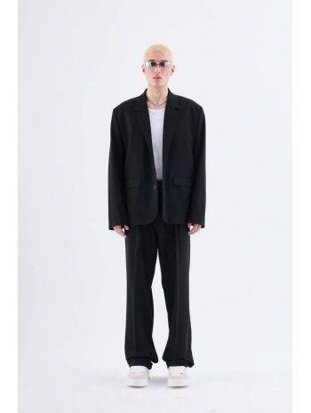 Erkek Owersıze Likralı Takım Elbise-Siyah