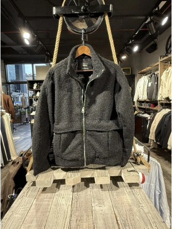 Erkek Owersıze Önü Fermuarlı Kaşe Mont - Füme