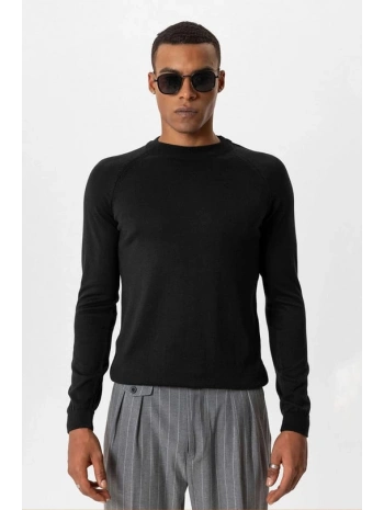 Erkek Owersize Yarım Balıkçı Triko Kazak - Siyah