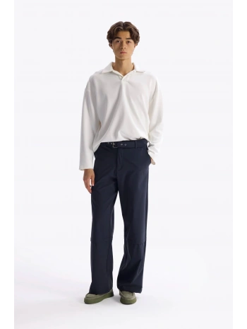 Erkek Polo Yaka Uzun Kol Sweat - Beyaz