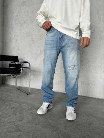 Erkek Rahat Kalıp Baggy Kot Pantolon -A Mavi