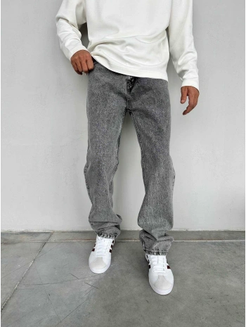 Erkek Rahat Kalıp Baggy Kot Pantolon -Açık Gri