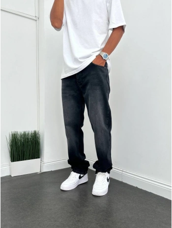 Erkek Rahat Kalıp Baggy Kot Pantolon- Füme