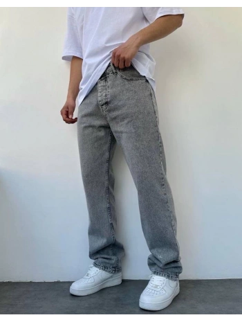Erkek Rahat Kalıp Baggy Kot Pantolon - Gri