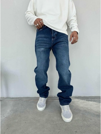 Erkek Rahat Kalıp Baggy Kot Pantolon - Mavi