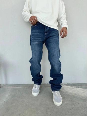 Erkek Rahat Kalıp Baggy Kot Pantolon - Mavi