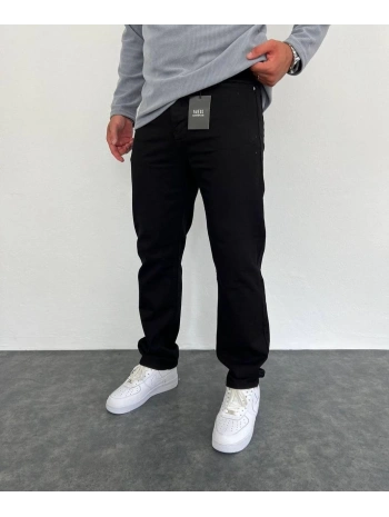 Erkek Rahat Kalıp Bagy Kot Pantolon- Siyah