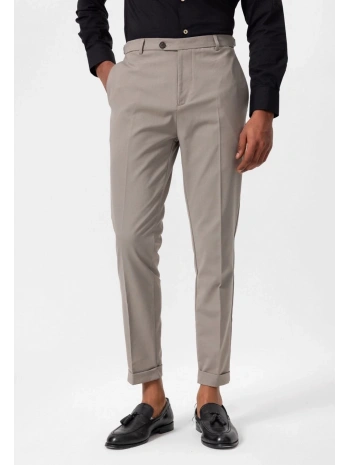 Erkek Yanı Tokalı Double Paça Kumaş Pantolon- Bej