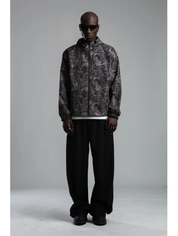 Erkek Yeni Sezon Kapüşonlu Dijital Baskılı Mont- Gri