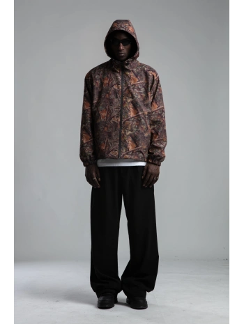 Erkek Yeni Sezon Kapüşonlu Dijital Baskılı Mont- Kahverengi