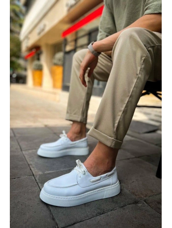 ErkekYüksek Taban Bağcıklı Ayakkabı -Beyaz