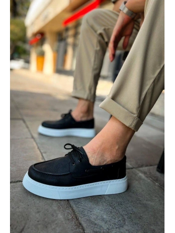 ErkekYüksek Taban Bağcıklı Ayakkabı -Siyah