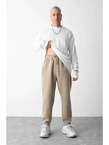 Paçası Lastikli İçi Şardonlu Basic Eşofman - Taş