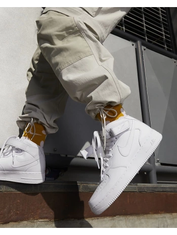 Unisex Deri Airforce Bilekli Günlük Spor Ayakkabı-Beyaz-Beyaz