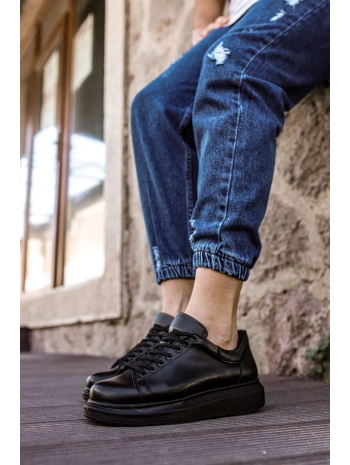 Yeni Sezon Erkek Tarz Casual Sneaker Günlük Spor Rahat Ayakkabı -Siyah-Siyah