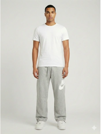 Erkek Beli Lastikli Bagy Kalıp Paçası Lastikli Eşofman -Gri