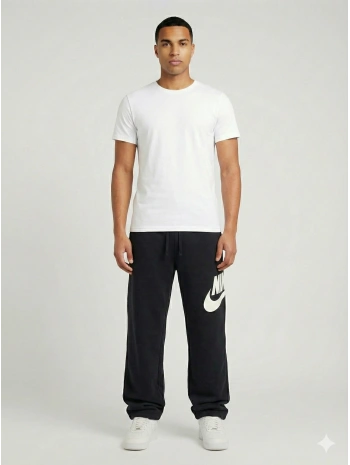 Erkek Beli Lastikli Bagy Kalıp Paçası Lastikli Eşofman -Siyah