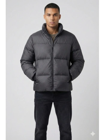 Erkek Owersize Kalıp Şişme Mont- Siyah