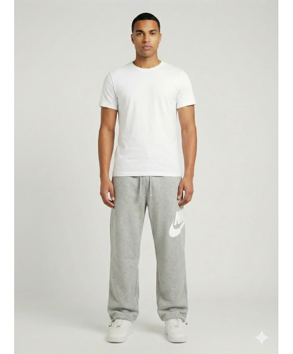 Erkek Beli Lastikli Bagy Kalıp Paçası Lastikli Eşofman -Gri