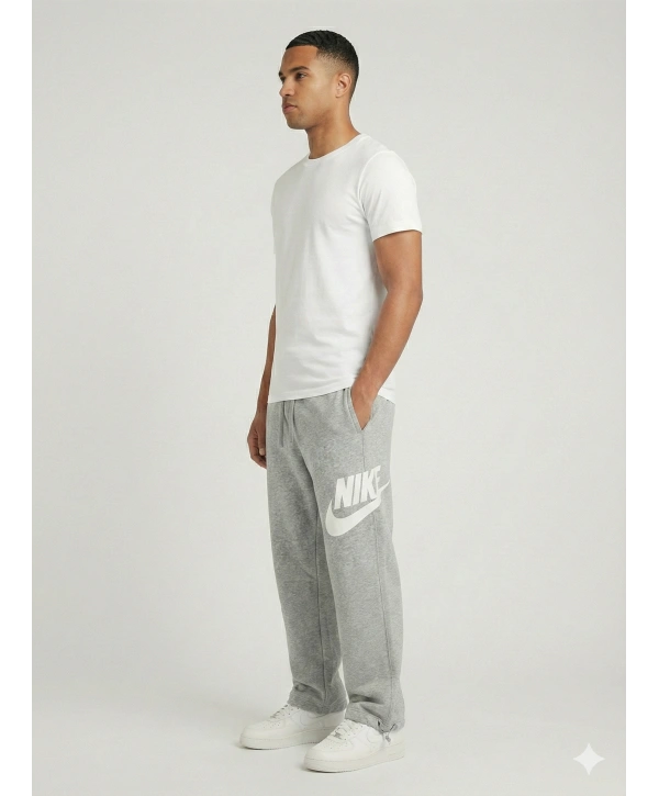 Erkek Beli Lastikli Bagy Kalıp Paçası Lastikli Eşofman -Gri