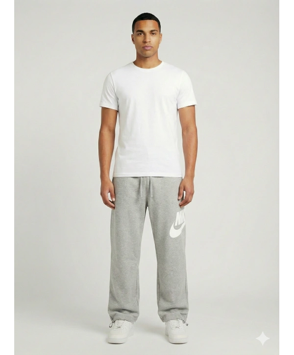 Erkek Beli Lastikli Bagy Kalıp Paçası Lastikli Eşofman -Gri