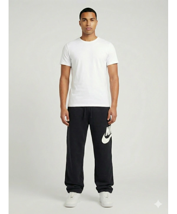 Erkek Beli Lastikli Bagy Kalıp Paçası Lastikli Eşofman -Siyah