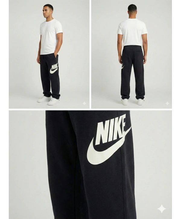 Erkek Beli Lastikli Bagy Kalıp Paçası Lastikli Eşofman -Siyah